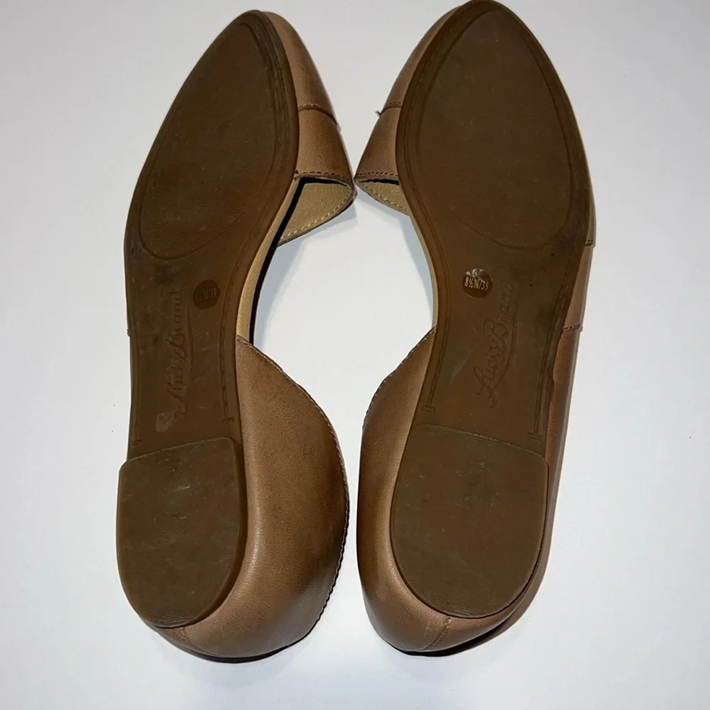 Lucky Brand Womens Ashena Taupe Leather D'Orsay Flats Size 8.5